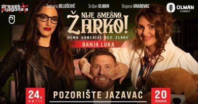 Komedija “Nije smešno, Žarko” u Gradskom pozorištu “Jazavac”!